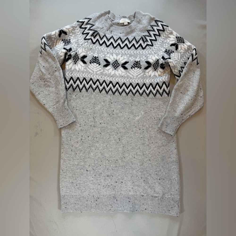 LOFT Knit Sweater Dress, grey and black
